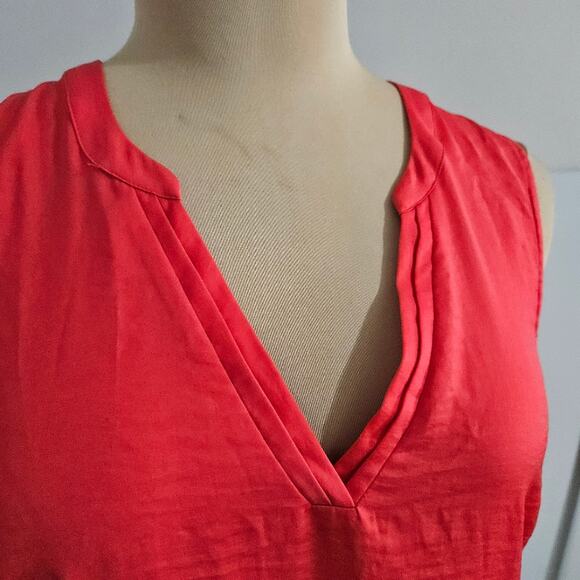 Cabi Coral Blouse Womens Medium Y Neck Lightweight Orange Career Sleeveless - Picture 5 of 12